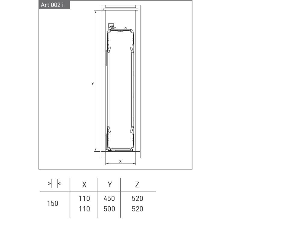 Obrázek galerie pro produkt SIGE ART002i + AKCE, Kuchyňský systém, Plnovýsuvný dvojkoš, pro korpus 150mm