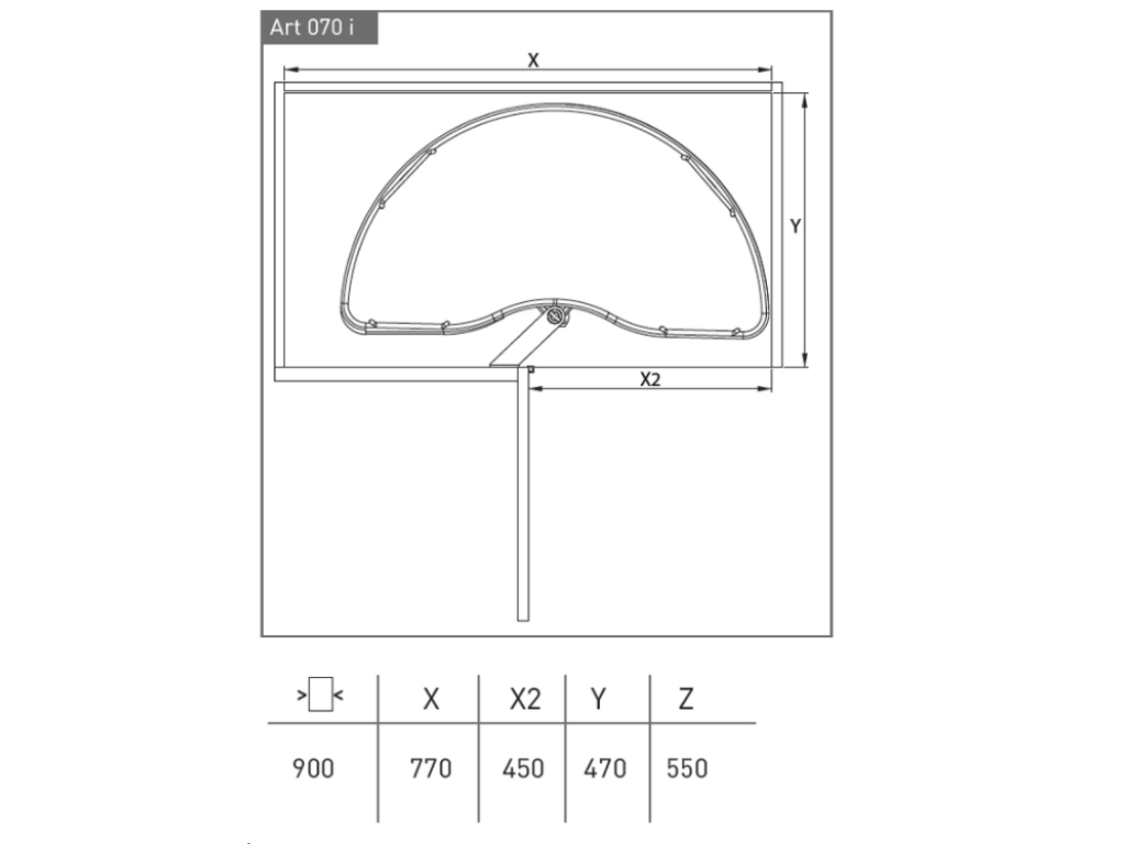 Obrázek galerie pro produkt SIGE ART070i Karusel 180, 450mm + AKCE, Kuchyňský systém, Otočná polička do kuchyňské linky
